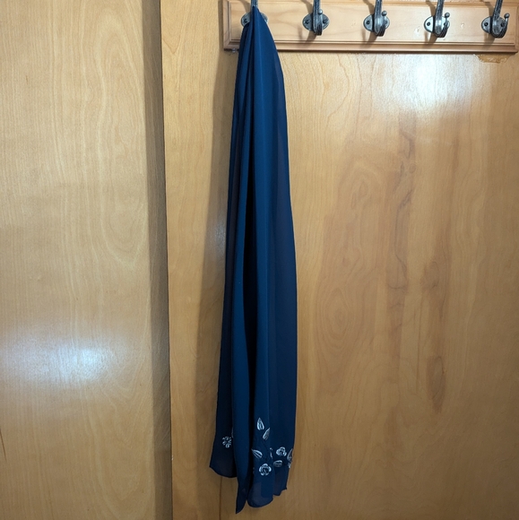 Vintage Navy & White Embroidered Evening Gown Size S: Prom / Homecoming / Gala - Picture 5 of 15